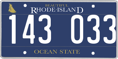 RI license plate 143033