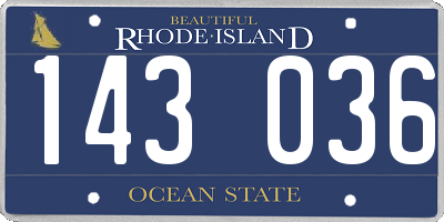 RI license plate 143036