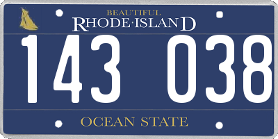 RI license plate 143038