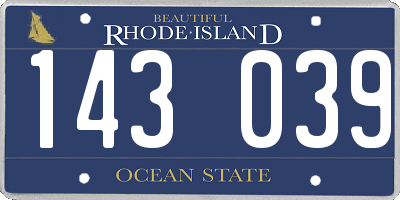 RI license plate 143039