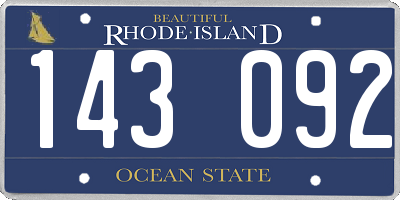 RI license plate 143092