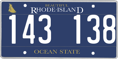 RI license plate 143138