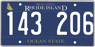 RI license plate 143206