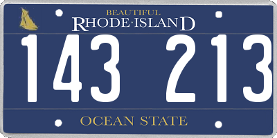 RI license plate 143213