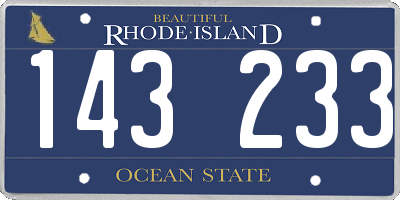RI license plate 143233
