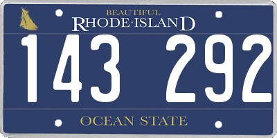 RI license plate 143292