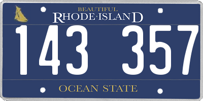 RI license plate 143357