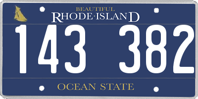 RI license plate 143382