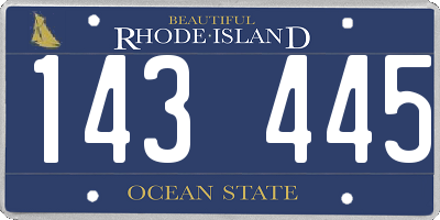 RI license plate 143445