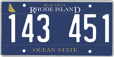 RI license plate 143451