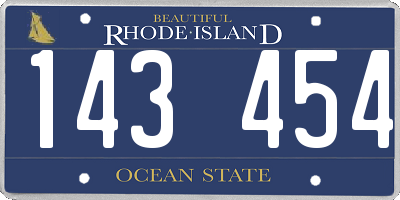 RI license plate 143454