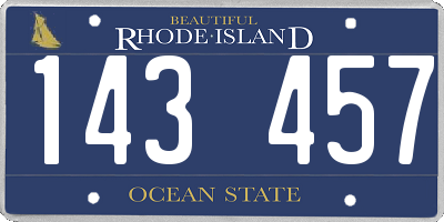 RI license plate 143457