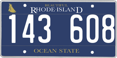 RI license plate 143608