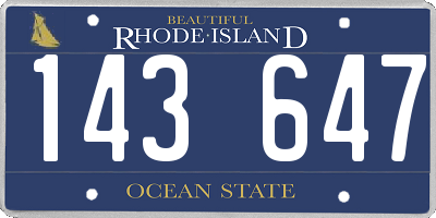RI license plate 143647