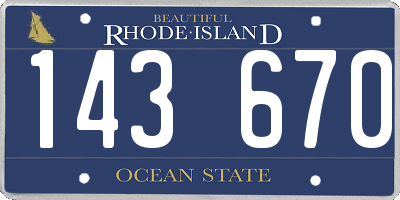 RI license plate 143670