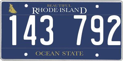 RI license plate 143792