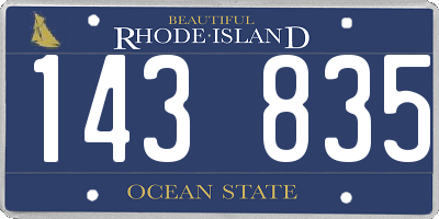 RI license plate 143835