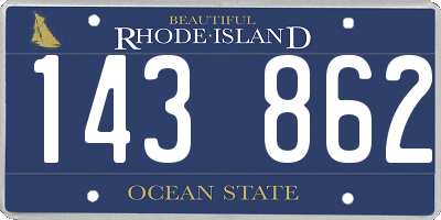 RI license plate 143862