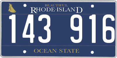 RI license plate 143916