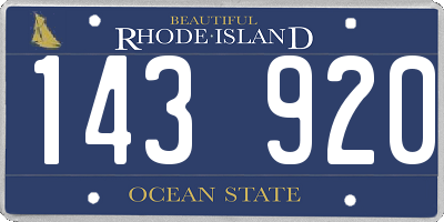 RI license plate 143920