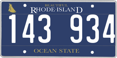 RI license plate 143934