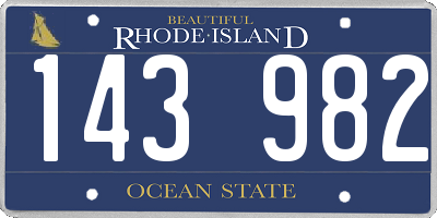 RI license plate 143982