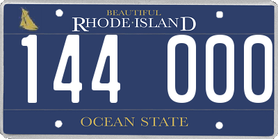 RI license plate 144000