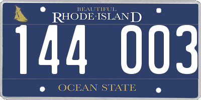 RI license plate 144003