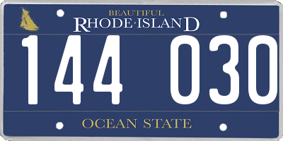 RI license plate 144030