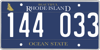 RI license plate 144033