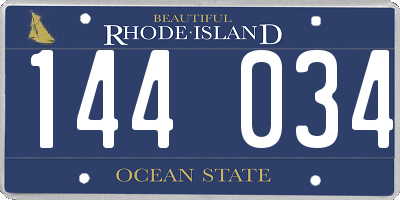 RI license plate 144034