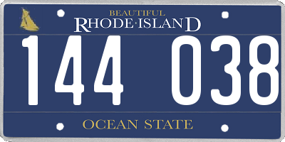 RI license plate 144038