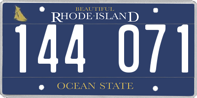 RI license plate 144071