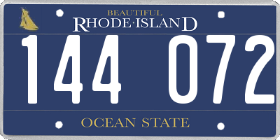 RI license plate 144072