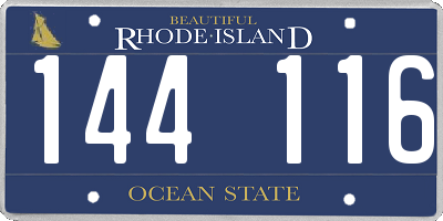 RI license plate 144116