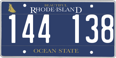 RI license plate 144138