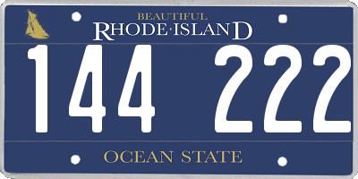 RI license plate 144222