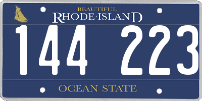 RI license plate 144223