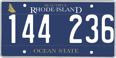 RI license plate 144236