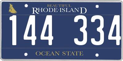 RI license plate 144334