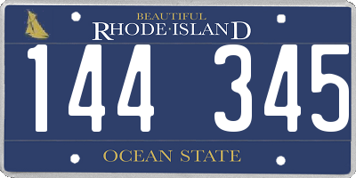RI license plate 144345