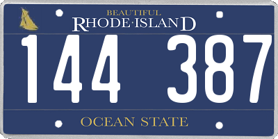 RI license plate 144387