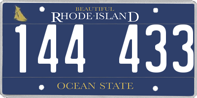 RI license plate 144433