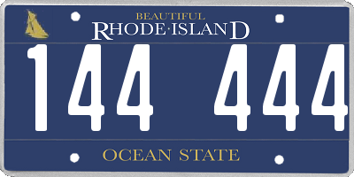 RI license plate 144444