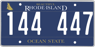RI license plate 144447