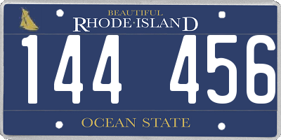 RI license plate 144456