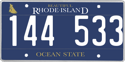 RI license plate 144533