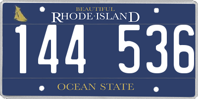RI license plate 144536