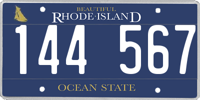 RI license plate 144567