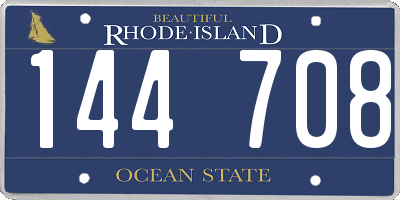 RI license plate 144708